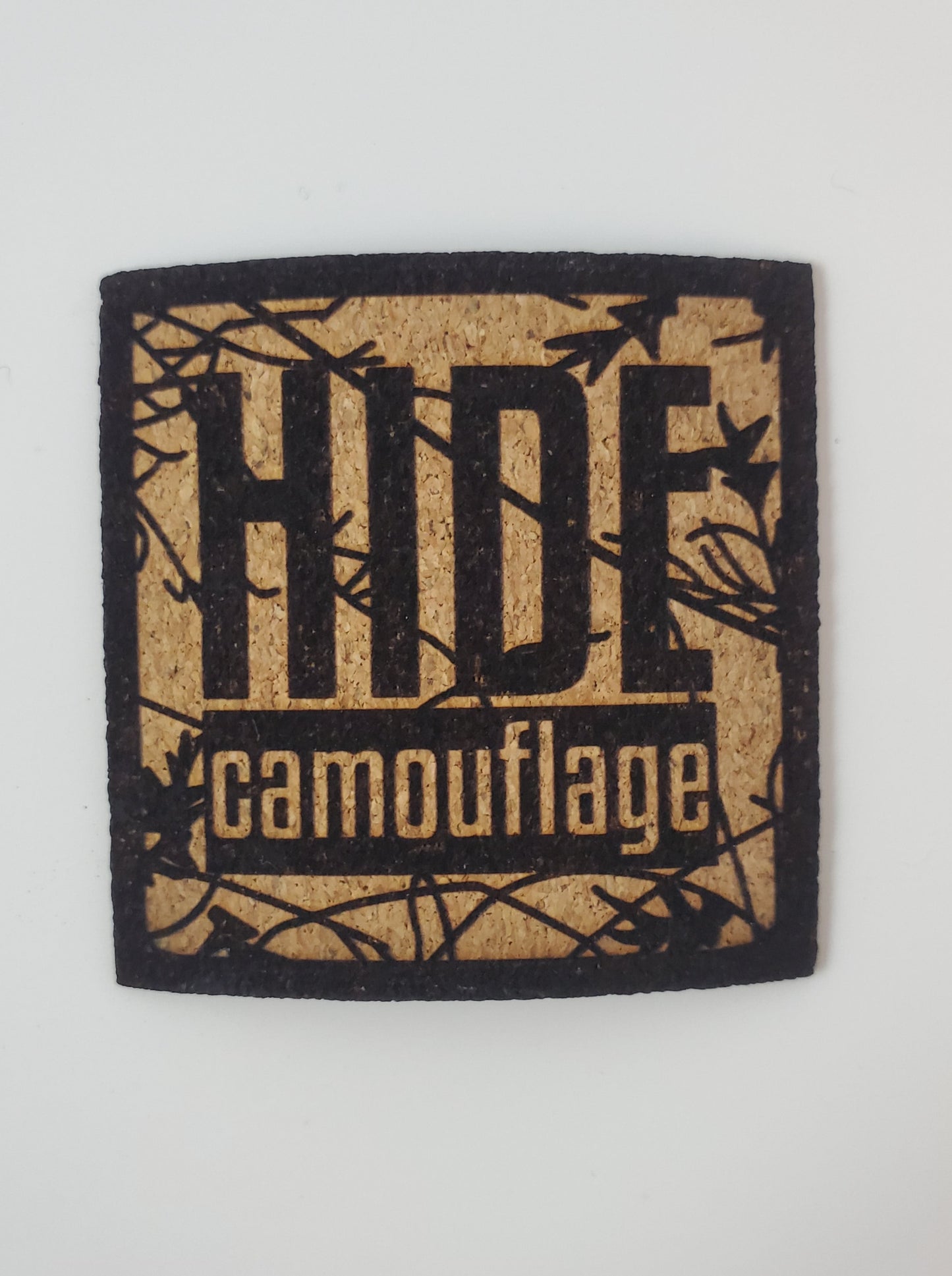 "Hide Camo Logo" Design Trucker Hat (Coffee Mesh/ Khaki Fabric)