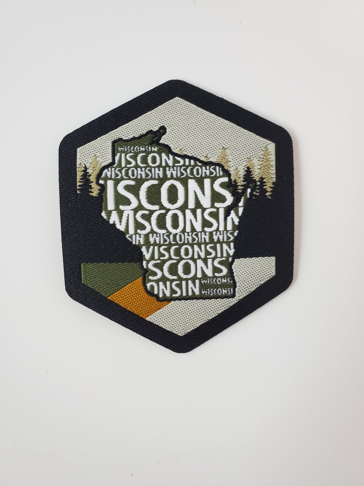 "Vintage Wisconsin" Design Trucker Hat (Black Mesh/ Charcoal Grey Fabric)