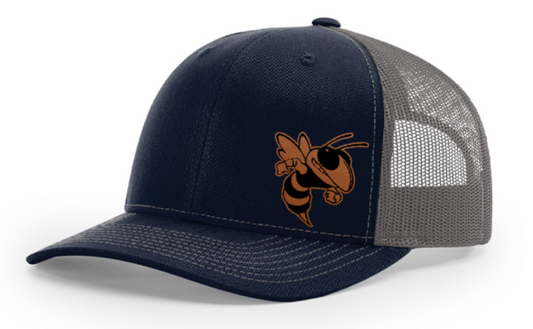 Hornets Logo Trucker Hat with Small Hornet (Richardson 112 Navy/Gray)