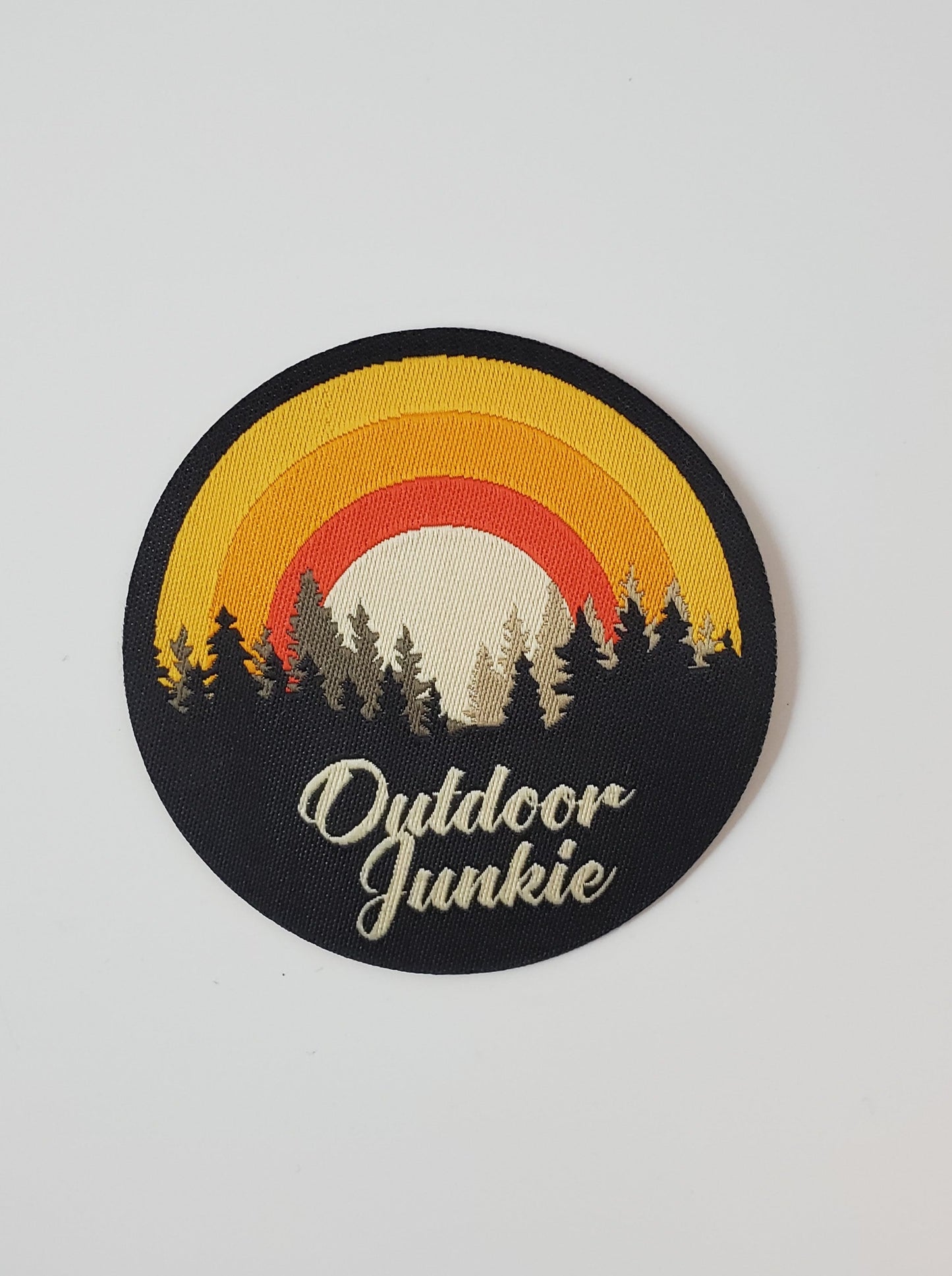 "Outdoor Junkie" Design Trucker Hat (Black Mesh/ Charcoal Fabric)